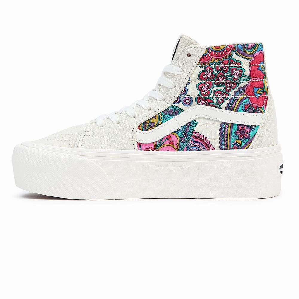 Tenis Botas Vans Sk8-Hi Tapered Stackform Mujer Multicolor/Blancas | OXI614920