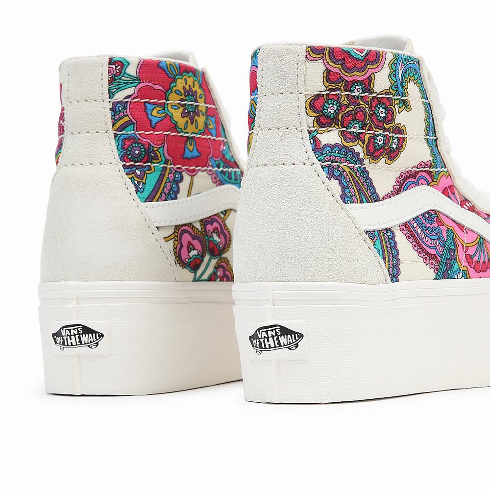 Tenis Botas Vans Sk8-Hi Tapered Stackform Mujer Multicolor/Blancas | OXI614920