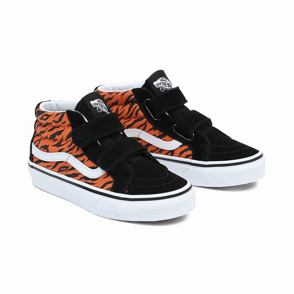 Tenis Botas Vans Sk8-Mid Reissue V (4-8 years) Niños Negras/Naranjas | VSR863729