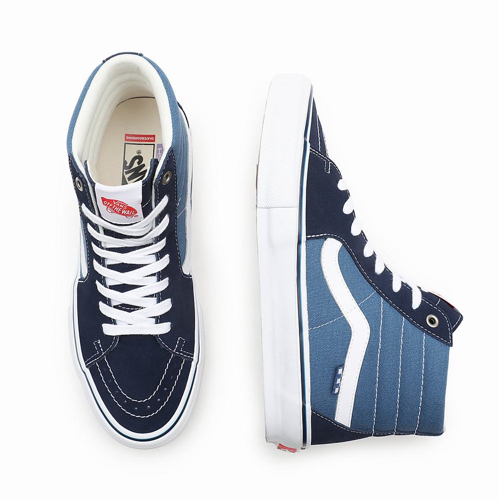 Tenis Botas Vans Skate Sk8-Hi Hombre Azules/Azul Marino | GUK947351