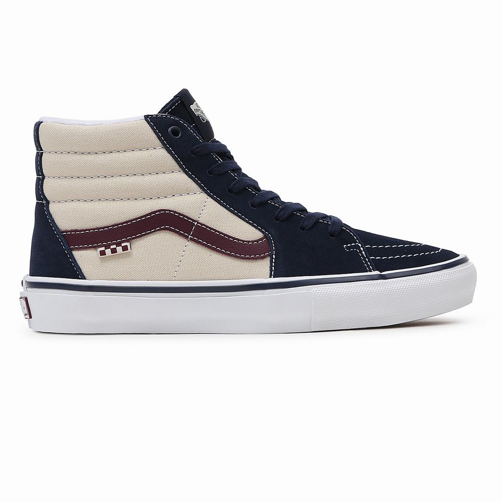 Tenis Botas Vans Skate Sk8-Hi Hombre Beige/Azul Marino | WPB274068