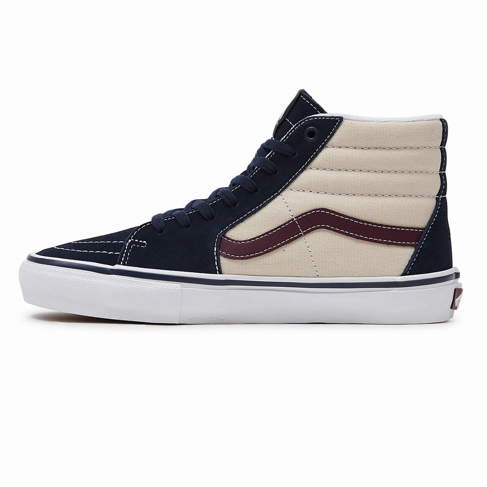 Tenis Botas Vans Skate Sk8-Hi Hombre Beige/Azul Marino | WPB274068