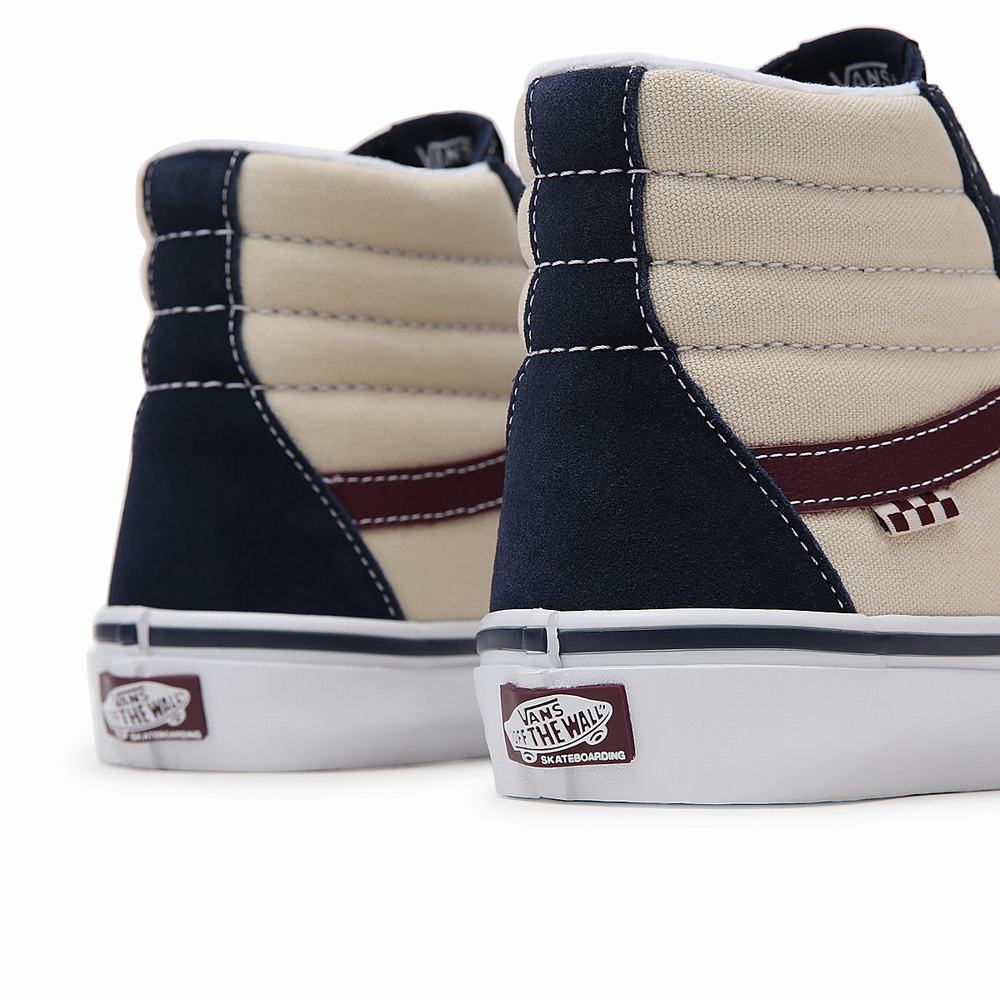 Tenis Botas Vans Skate Sk8-Hi Hombre Beige/Azul Marino | WPB274068