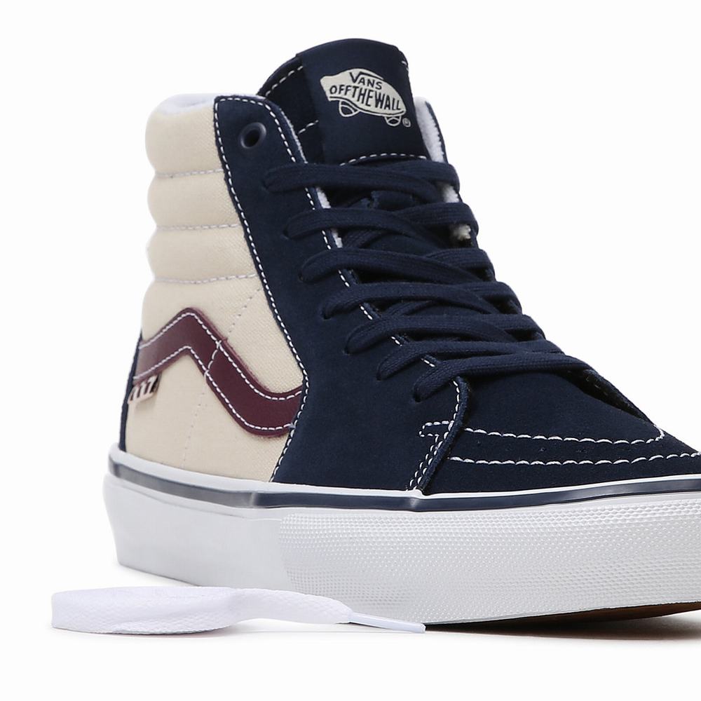 Tenis Botas Vans Skate Sk8-Hi Hombre Beige/Azul Marino | WPB274068