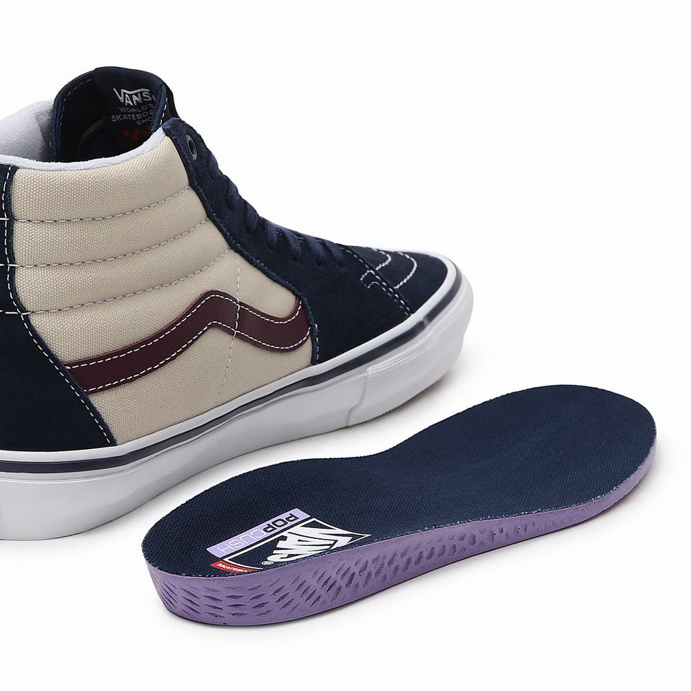 Tenis Botas Vans Skate Sk8-Hi Hombre Beige/Azul Marino | WPB274068