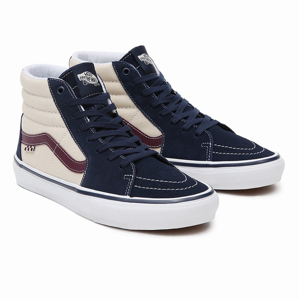 Tenis Botas Vans Skate Sk8-Hi Hombre Beige/Azul Marino | WPB274068