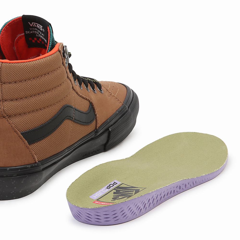 Tenis Botas Vans Skate Sk8-Hi Hombre Marrones | TIQ769153