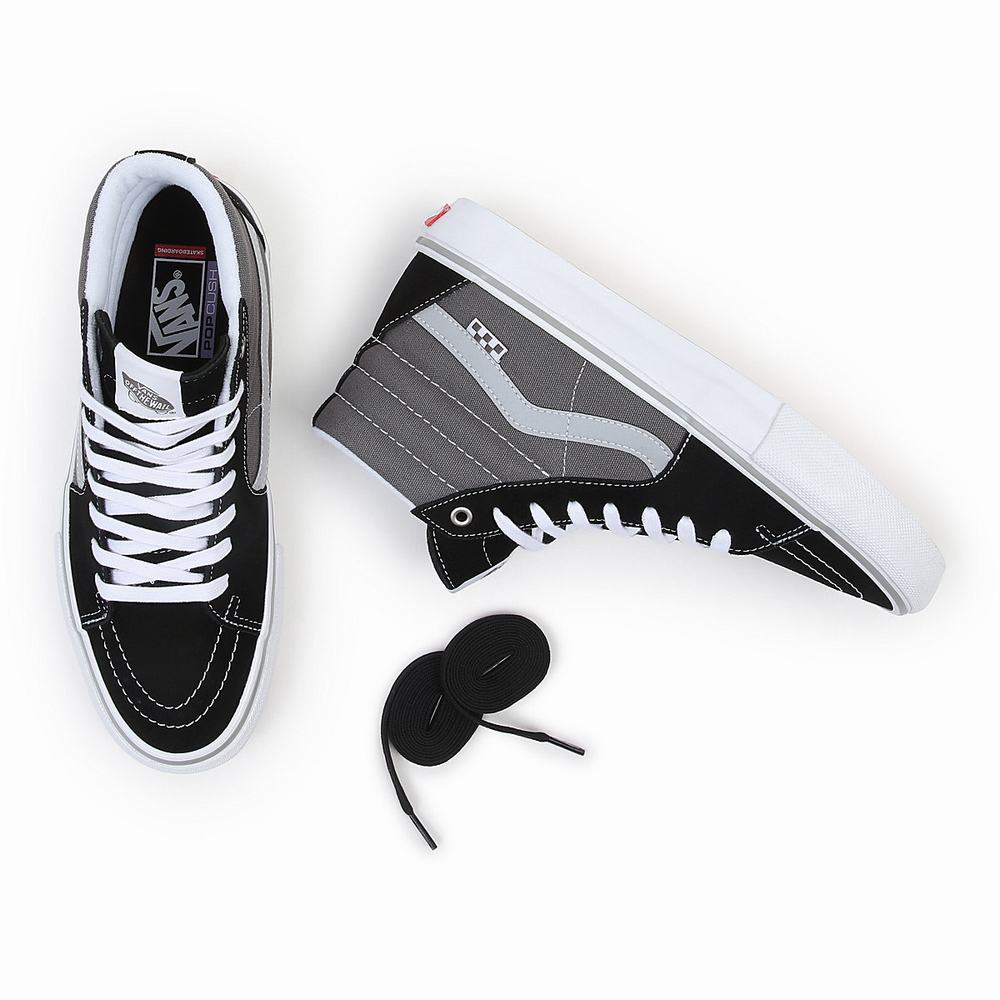 Tenis Botas Vans Skate Sk8-Hi Hombre Negras/Gris | XQU897230