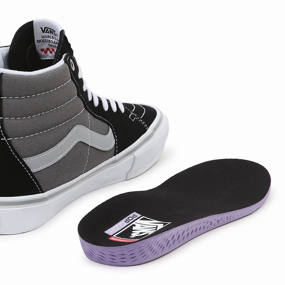 Tenis Botas Vans Skate Sk8-Hi Hombre Negras/Gris | XQU897230