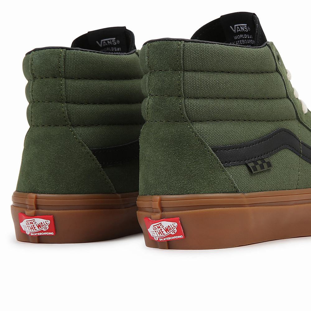 Tenis Botas Vans Skate Sk8-Hi Hombre Verde | NUS907483