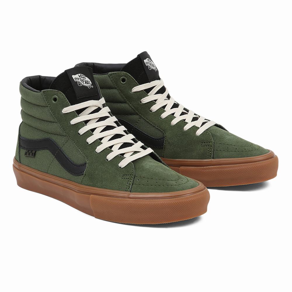 Tenis Botas Vans Skate Sk8-Hi Hombre Verde | NUS907483