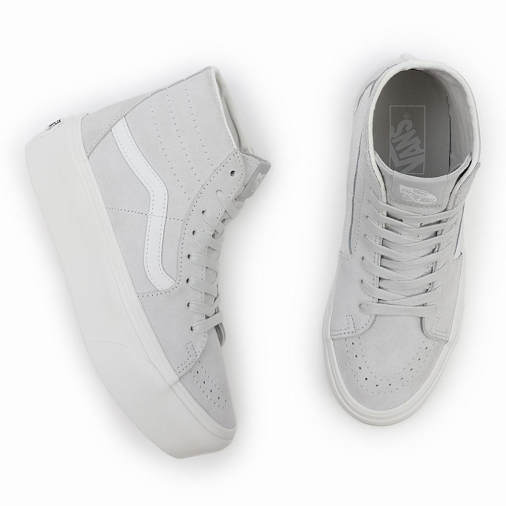 Tenis Botas Vans Soft Suede SK8-Hi Tapered Stackform Mujer Gris | MAY710529