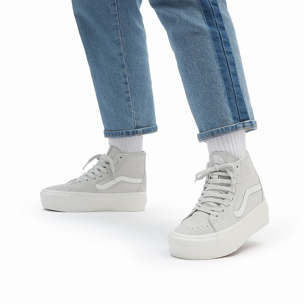 Tenis Botas Vans Soft Suede SK8-Hi Tapered Stackform Mujer Gris | MAY710529