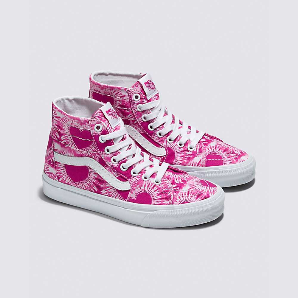 Tenis Botas Vans Tie-Dye Hearts Sk8-Hi Tapered Mujer Rosas | FAP487960