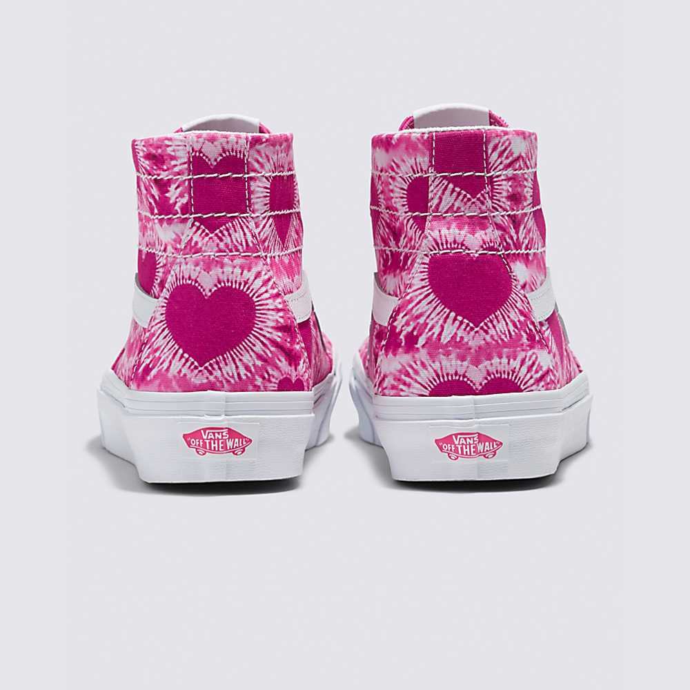 Tenis Botas Vans Tie-Dye Hearts Sk8-Hi Tapered Mujer Rosas | FAP487960