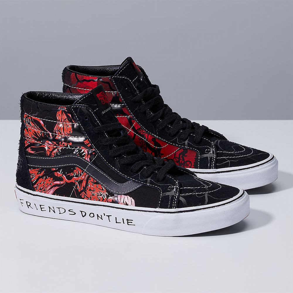 Tenis Botas Vans X Stranger Things Sk8-Hi Reissue Mujer Negras/Rojas | TSK825706