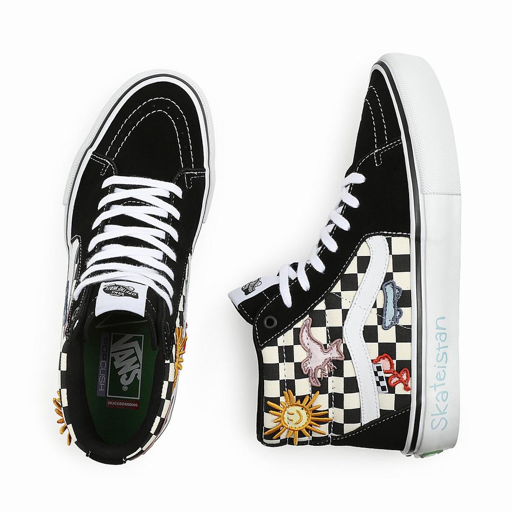 Tenis Botas Vans x Skateistan Skate Sk8-Hi Mujer Negras/Blancas | AJV829137