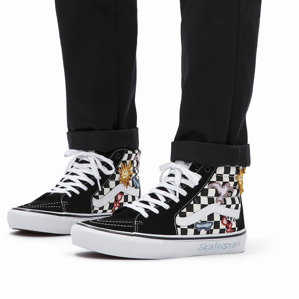 Tenis Botas Vans x Skateistan Skate Sk8-Hi Mujer Negras/Blancas | AJV829137