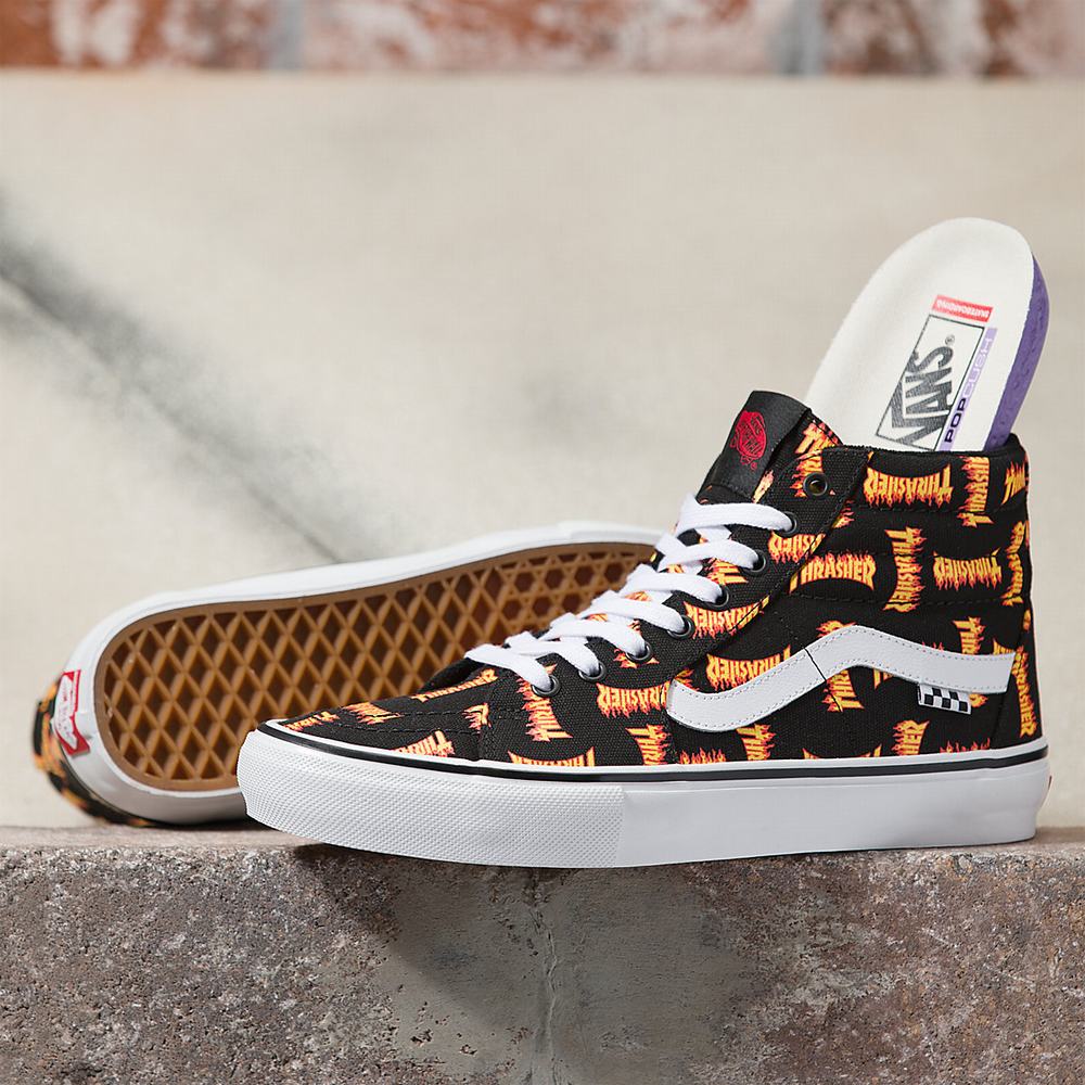 Tenis Botas Vans x Thrasher Skate Sk8-Hi Hombre Negras | IAM485271