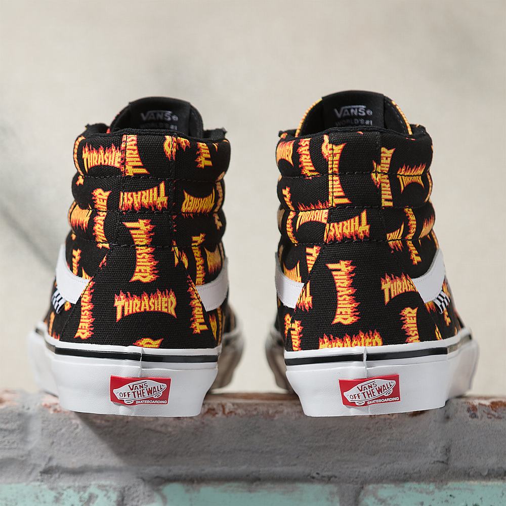 Tenis Botas Vans x Thrasher Skate Sk8-Hi Hombre Negras | IAM485271