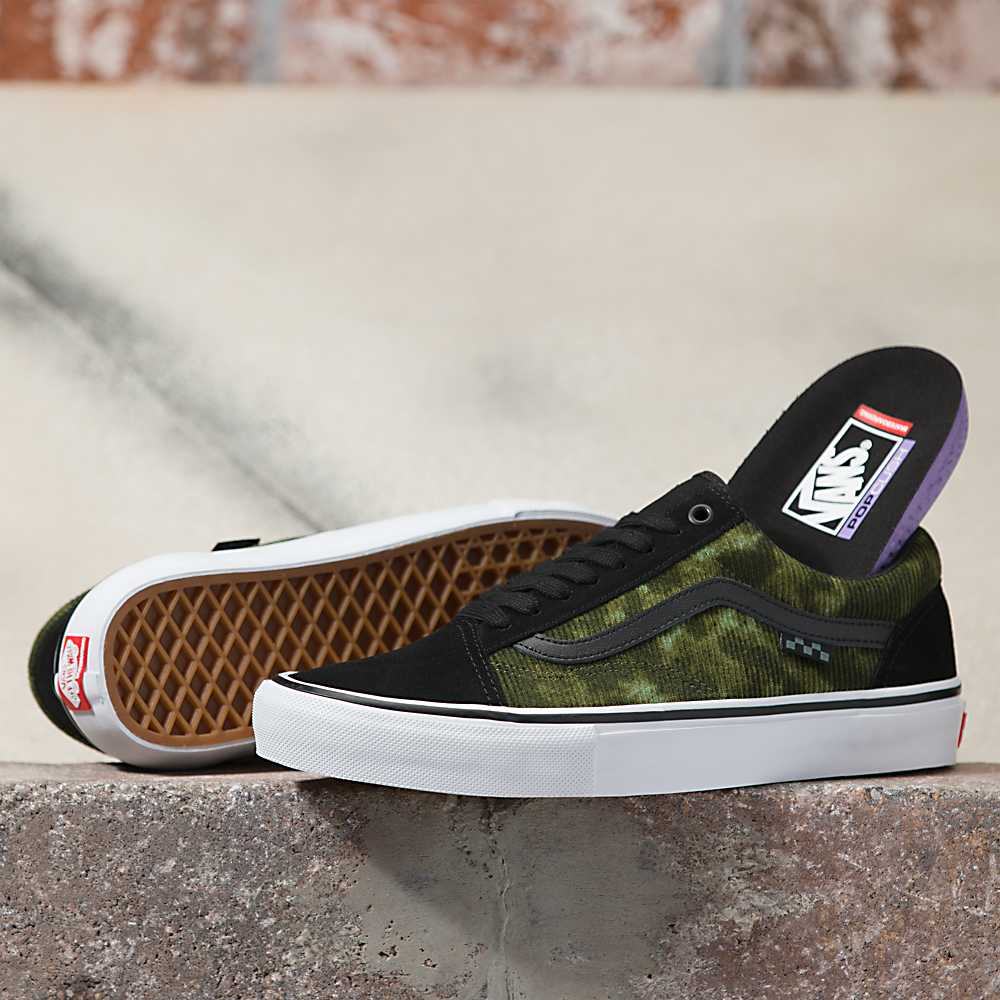 Tenis Skate Vans Corduroy Skate Old Skool Mujer Negras/Verde | KTU015984