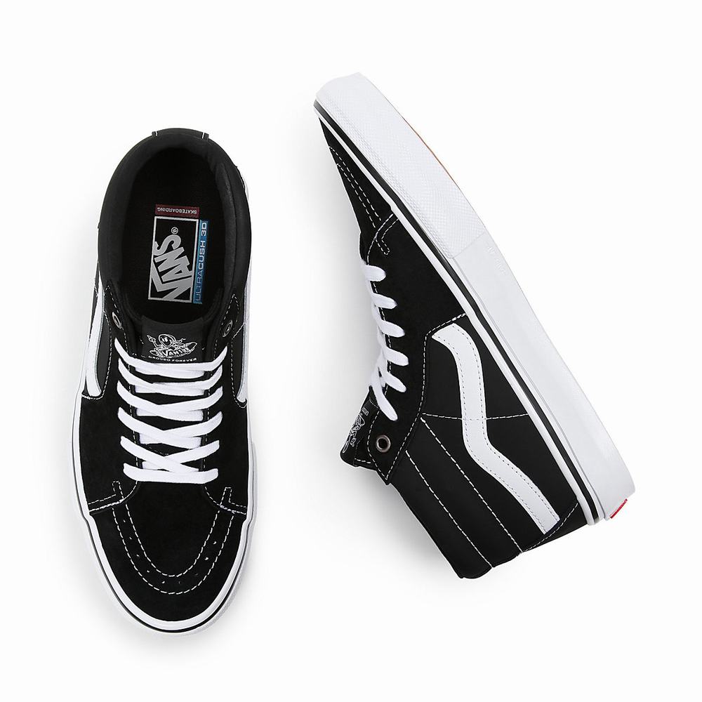 Tenis Skate Vans Grosso Mid Hombre Negras | IVY085627