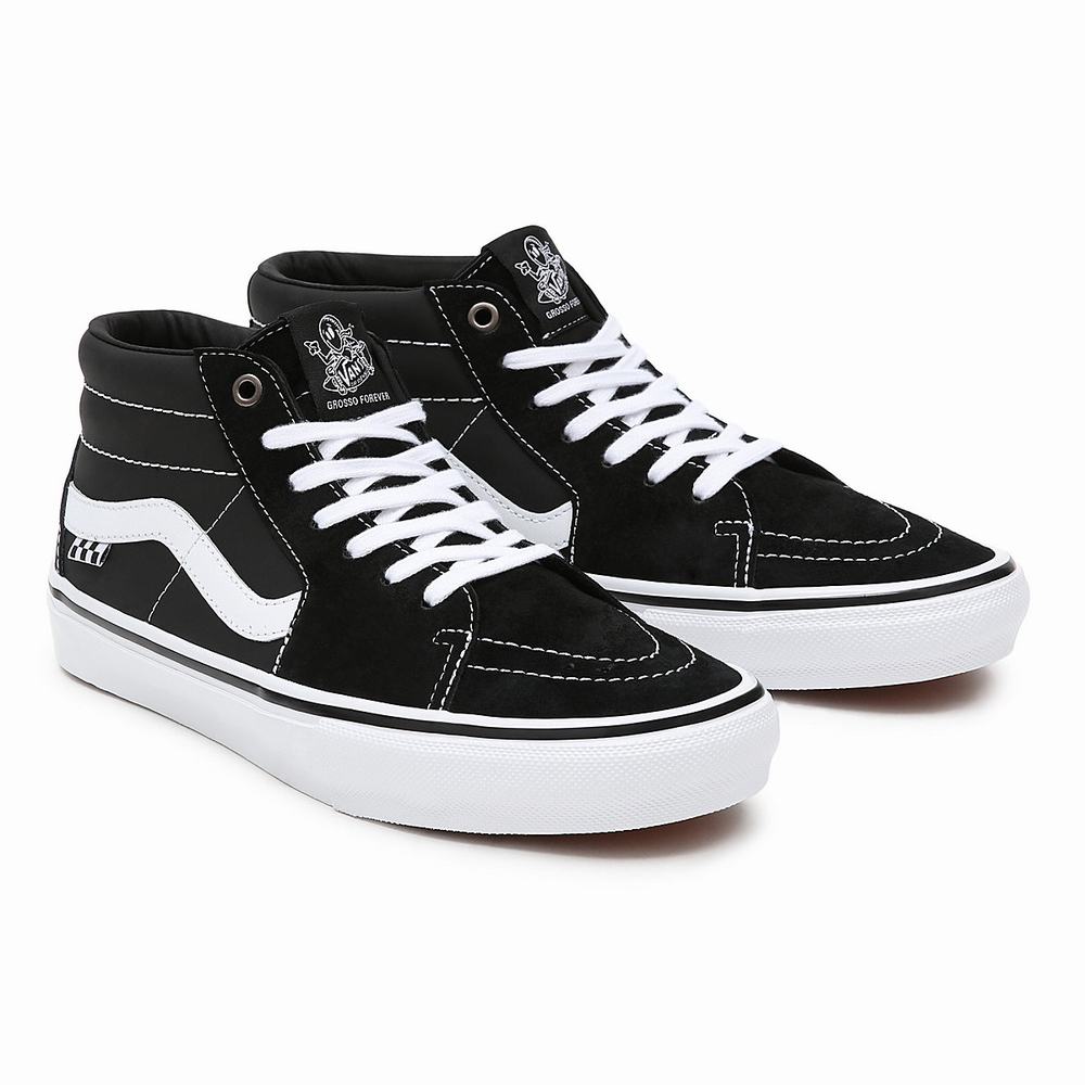 Tenis Skate Vans Grosso Mid Hombre Negras | IVY085627