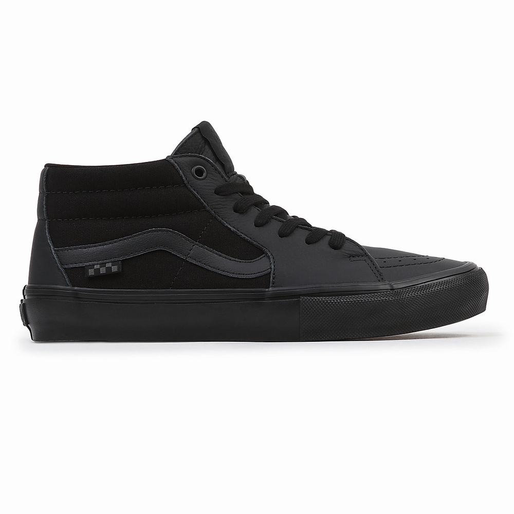 Tenis Skate Vans Grosso Mid Hombre Negras | PTS140593