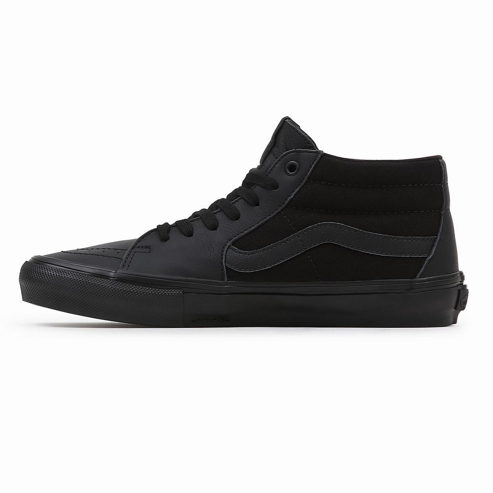 Tenis Skate Vans Grosso Mid Hombre Negras | PTS140593