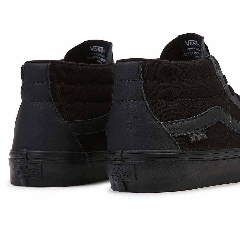 Tenis Skate Vans Grosso Mid Hombre Negras | PTS140593