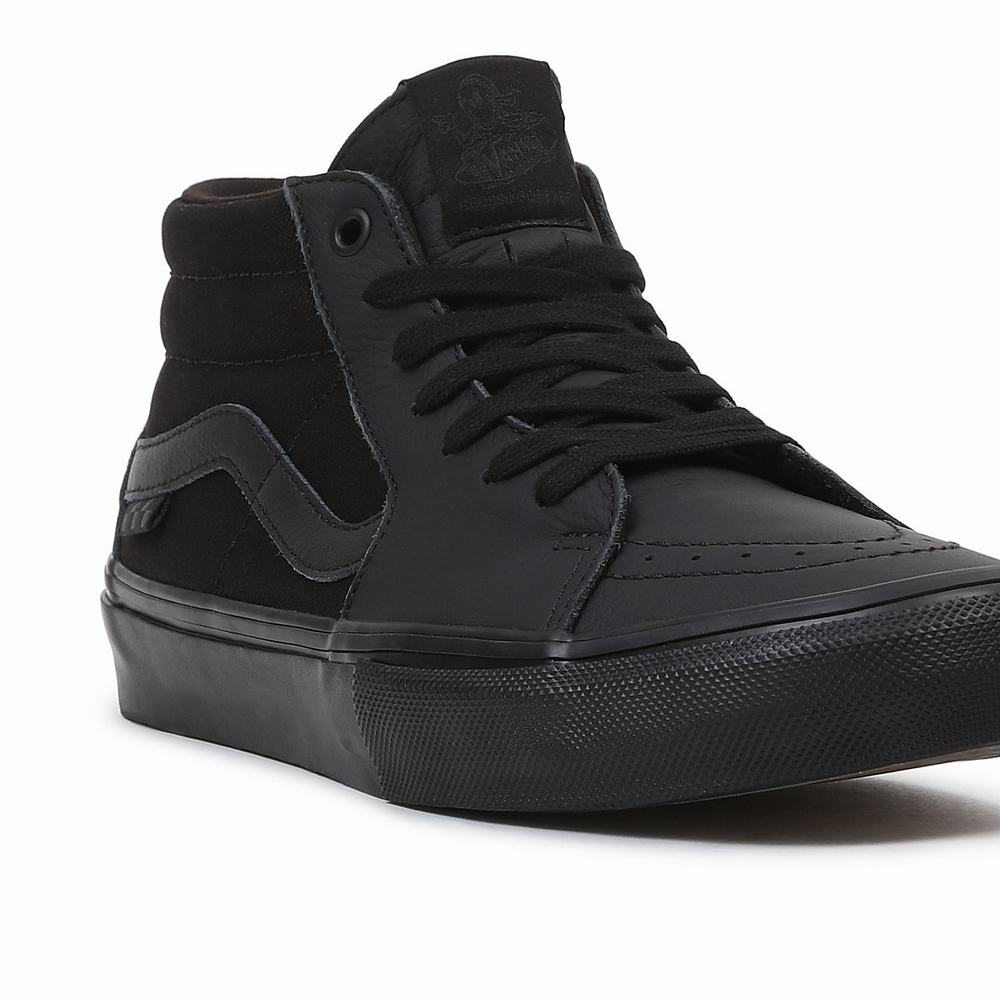 Tenis Skate Vans Grosso Mid Hombre Negras | PTS140593