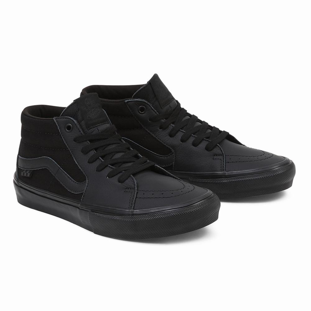 Tenis Skate Vans Grosso Mid Hombre Negras | PTS140593