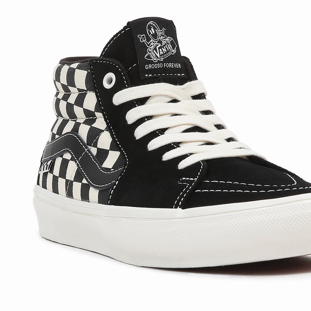 Tenis Skate Vans Grosso Mid Hombre Negras/Blancas | XRH326570