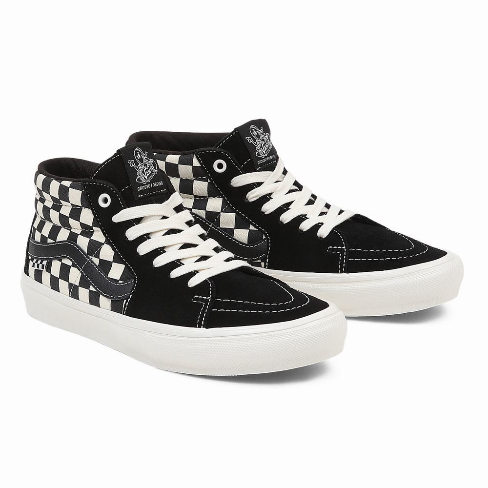 Tenis Skate Vans Grosso Mid Hombre Negras/Blancas | XRH326570