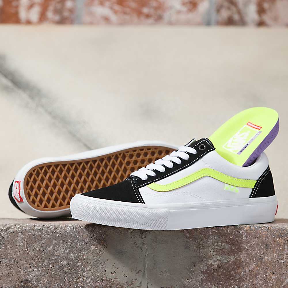 Tenis Skate Vans Neon Skate Old Skool Mujer Blancas/Amarillo | XEC106254