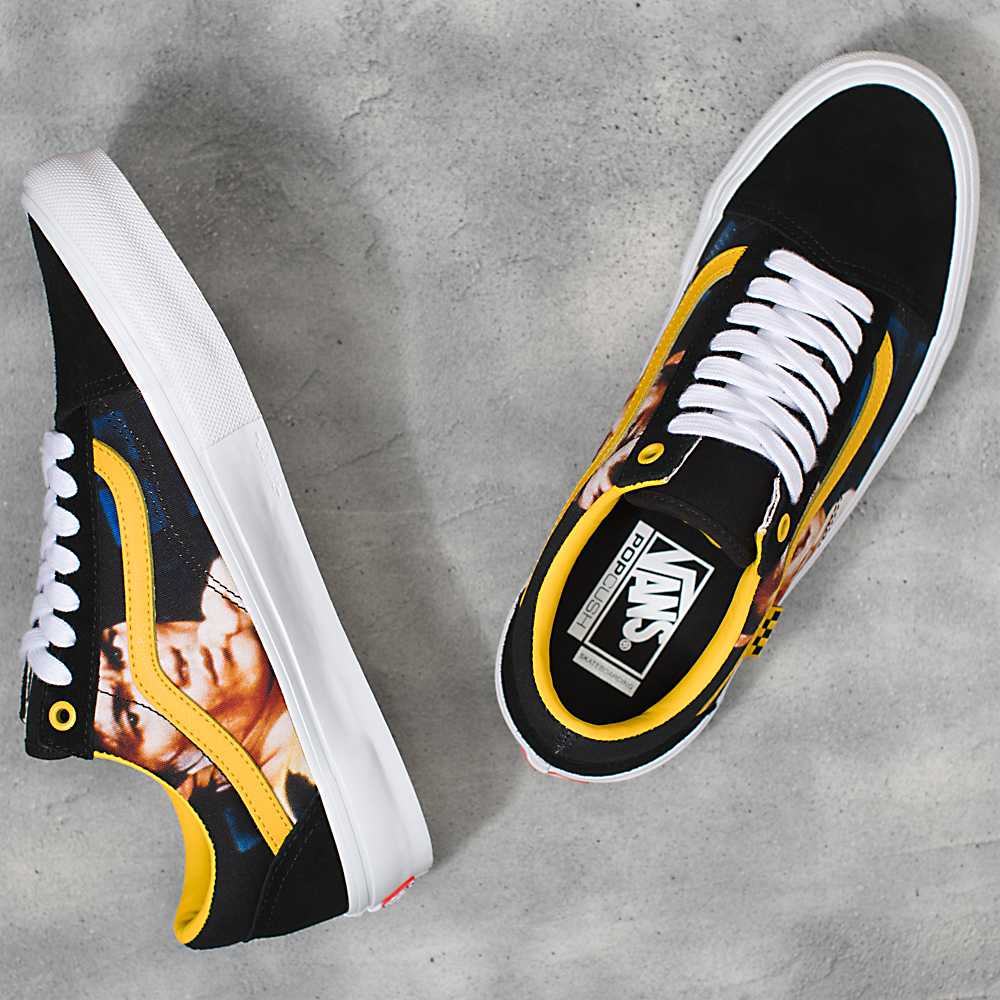 Tenis Skate Vans X Bruce Lee Skate Old Skool Mujer Negras/Amarillo | FLN130794