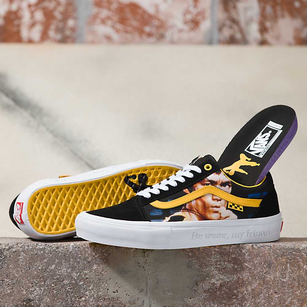 Tenis Skate Vans X Bruce Lee Skate Old Skool Mujer Negras/Amarillo | FLN130794