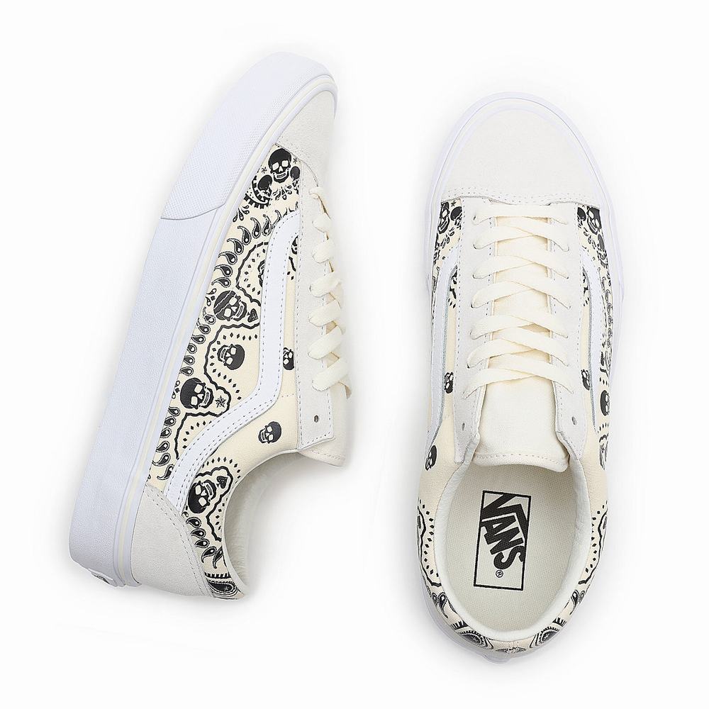 Tenis Vans Bandana Estilo 36 Hombre Blancas | UTG012745