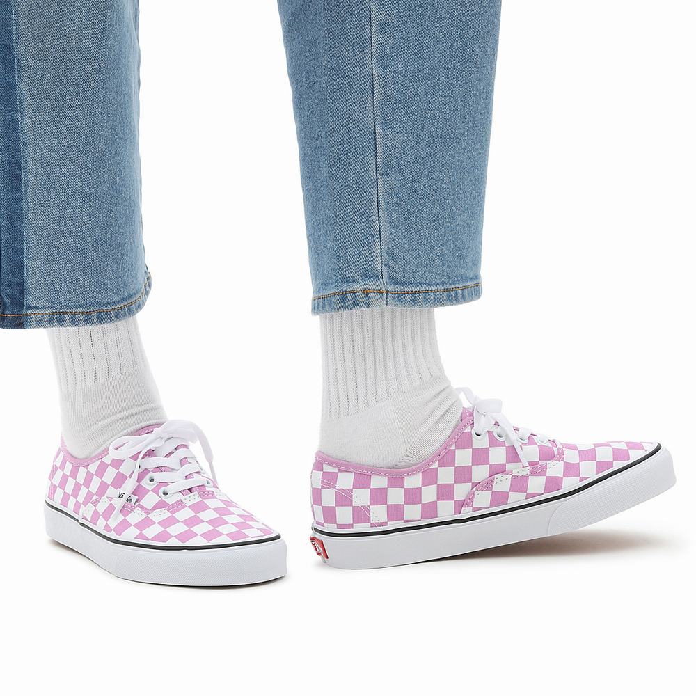 Tenis Vans Checkerboard Authentic Mujer Rosas | QZJ547936