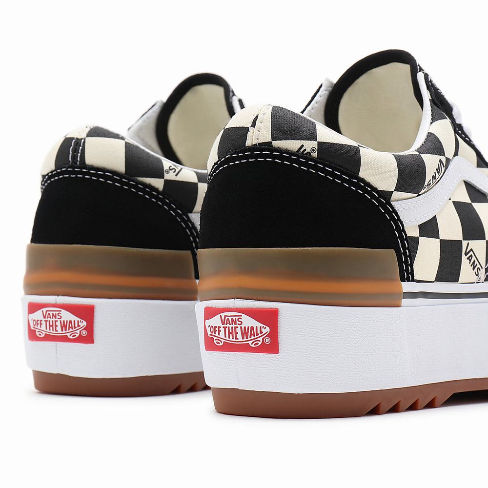 Tenis Vans Checkerboard Old Skool Stacked Mujer Negras/Blancas | BPJ185390