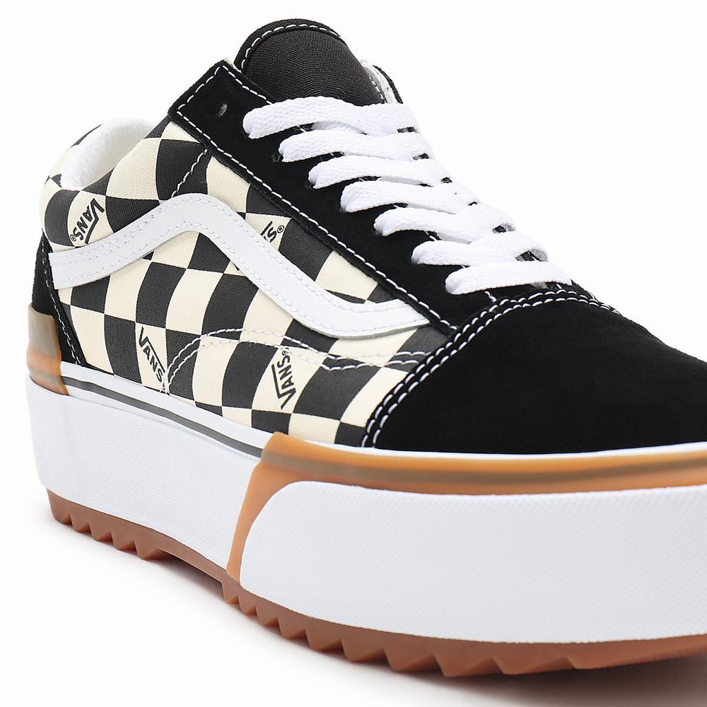 Tenis Vans Checkerboard Old Skool Stacked Mujer Negras/Blancas | BPJ185390