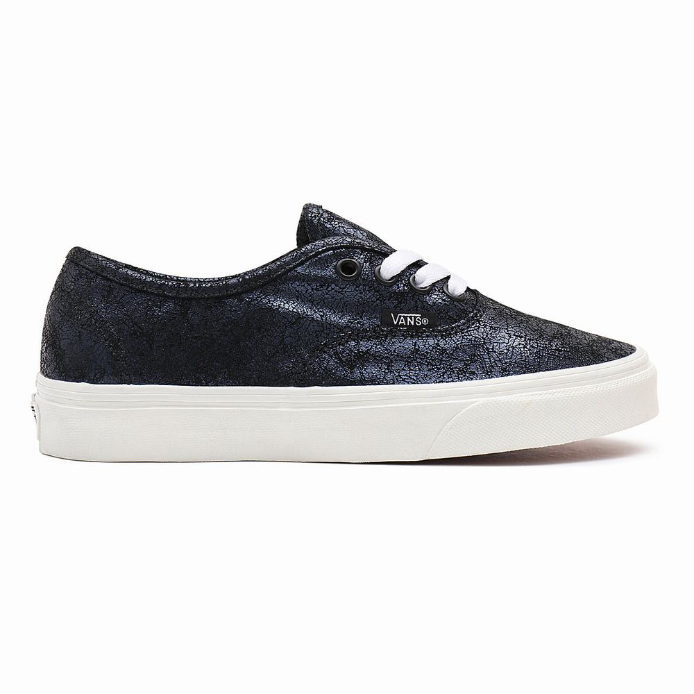 Tenis Vans Cracked Leather Authentic Mujer Negras | MOG205387