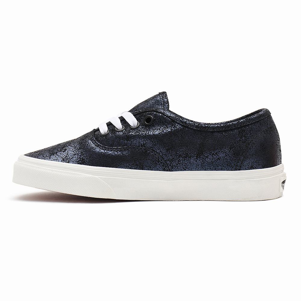 Tenis Vans Cracked Leather Authentic Mujer Negras | MOG205387