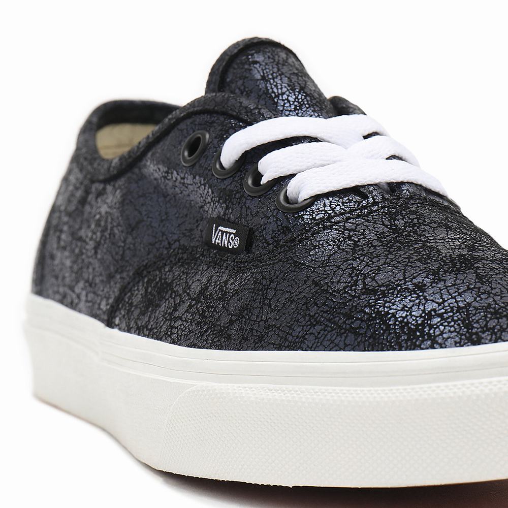 Tenis Vans Cracked Leather Authentic Mujer Negras | MOG205387