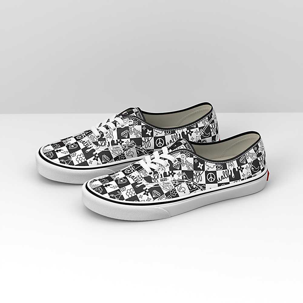 Tenis Vans Doodle Checkerboard Authentic Hombre Negras/Blancas | LUZ321709