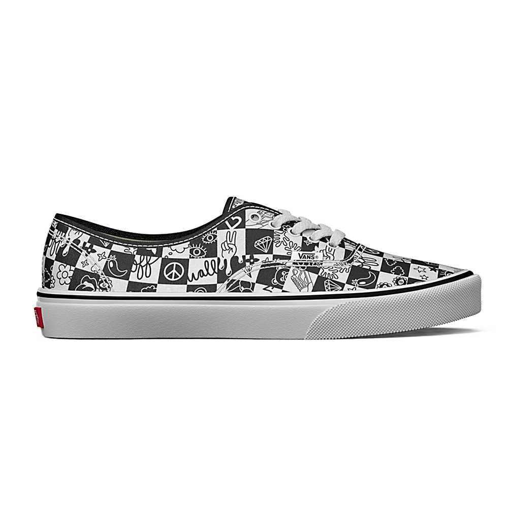 Tenis Vans Doodle Checkerboard Authentic Hombre Negras/Blancas | LUZ321709