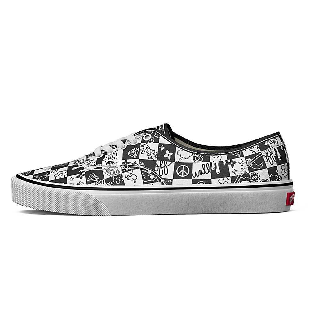 Tenis Vans Doodle Checkerboard Authentic Hombre Negras/Blancas | LUZ321709