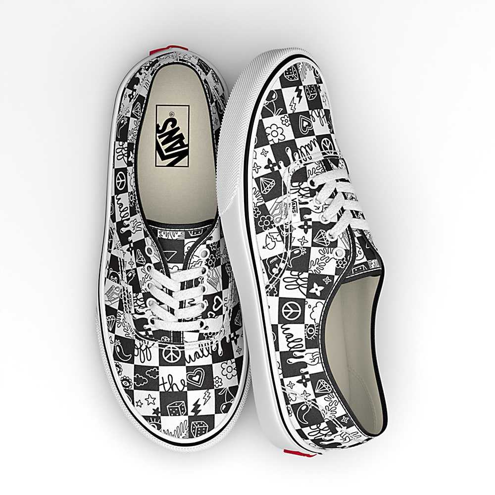 Tenis Vans Doodle Checkerboard Authentic Hombre Negras/Blancas | LUZ321709