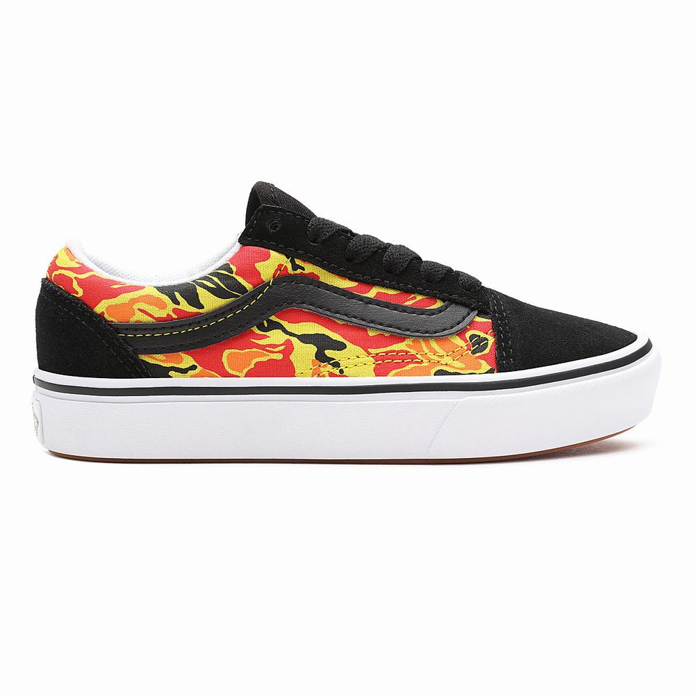 Tenis Vans Flame Camo ComfyCush Old Skool (4-8 years) Niños Negras/Naranjas | QYP268403