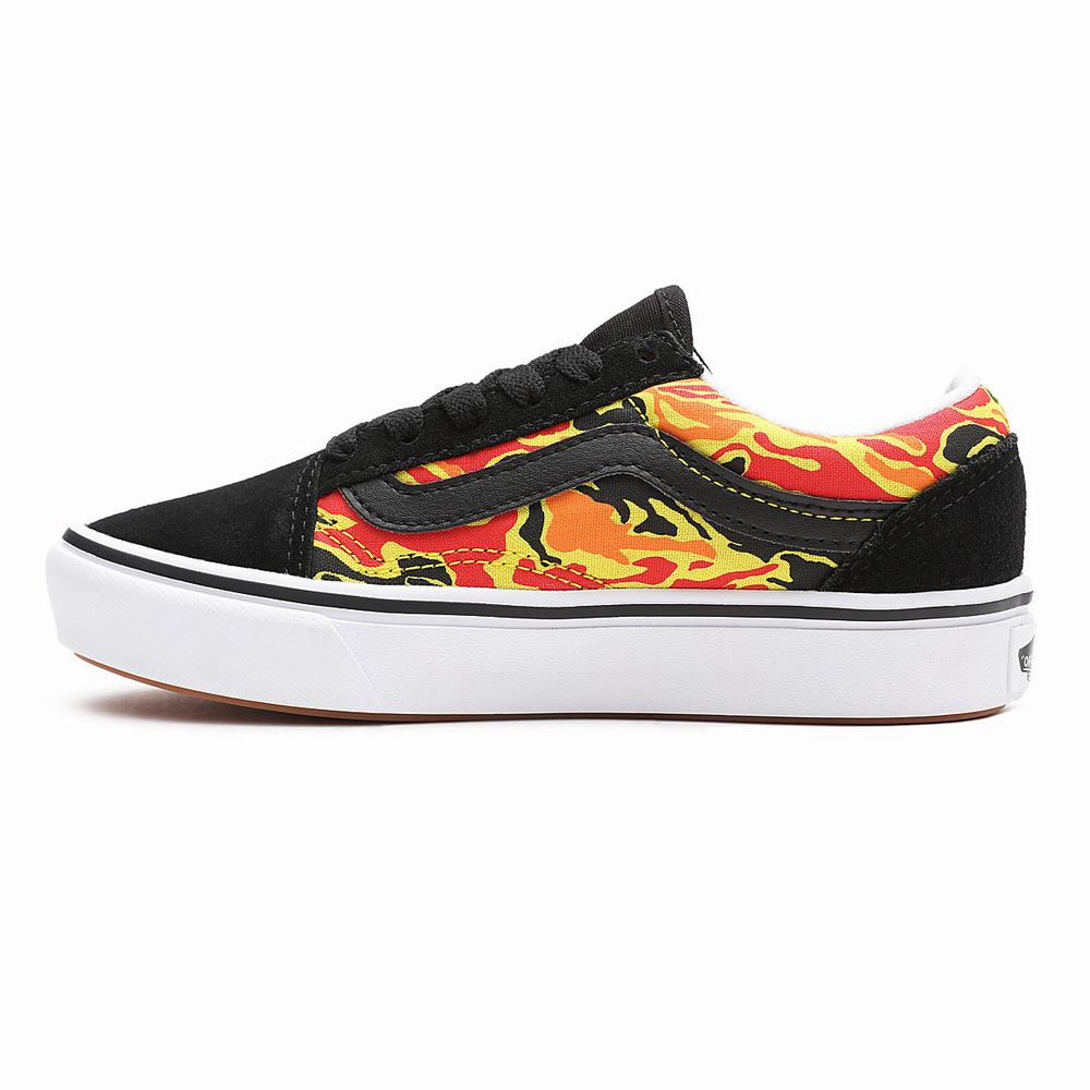 Tenis Vans Flame Camo ComfyCush Old Skool (4-8 years) Niños Negras/Naranjas | QYP268403